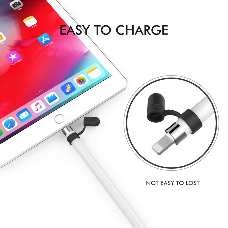 AhaStyle 3 Pack Cap Replacement Holder with Anti-Lost Strap Silicone Protective Cap Cover for Apple Pencil 1st Generation(White, Black, Midnight Blue) - Image 3